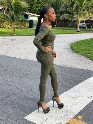 Olive Fall Jumpsuit
