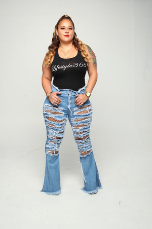 Tattered Light blue Jeans